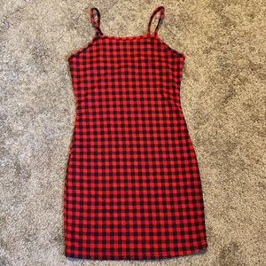Plaid Mini Dress - Black & Red